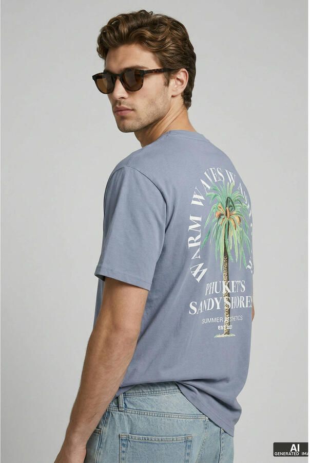 JJ REBEL relaxed T-shirt met backprint lavendel - Foto 2