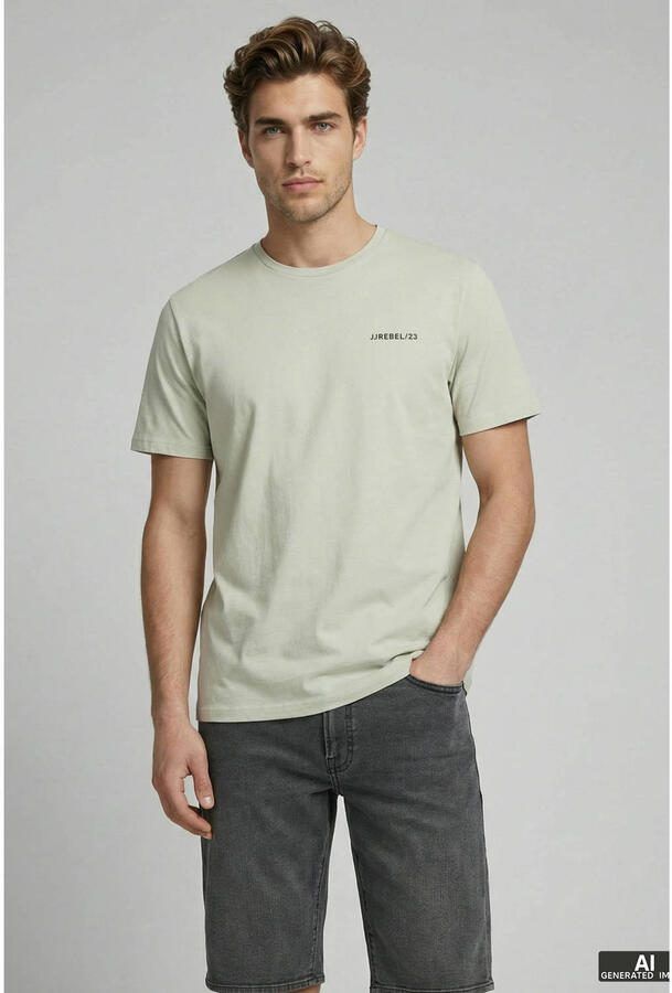 JJ REBEL relaxed T-shirt met backprint lichtgroen