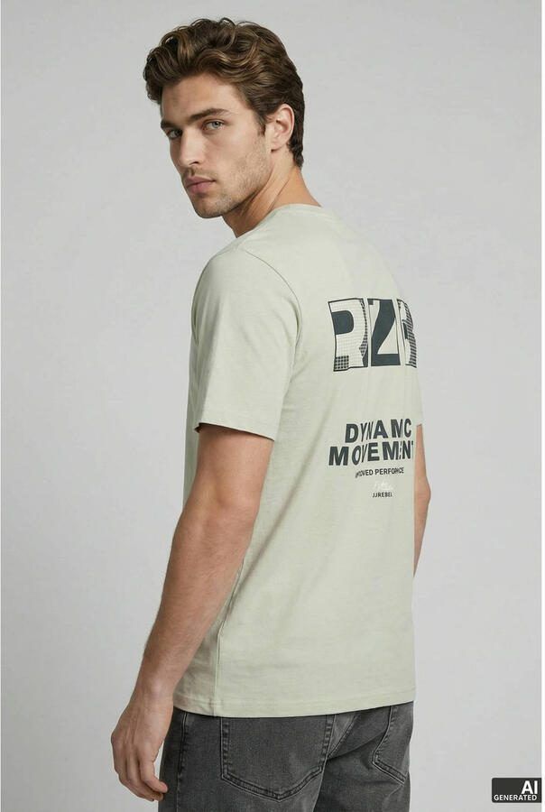JJ REBEL relaxed T-shirt met backprint lichtgroen - Foto 3