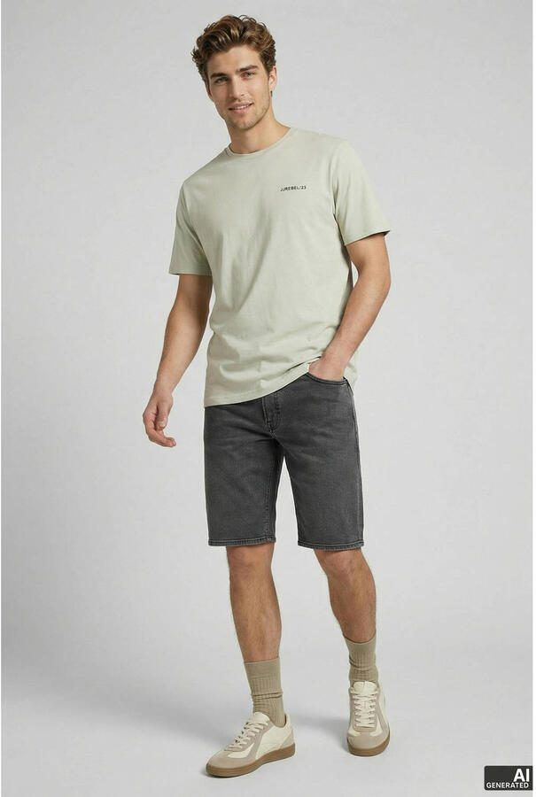 JJ REBEL relaxed T-shirt met backprint lichtgroen - Foto 2