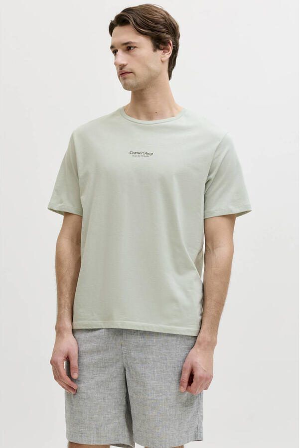 JJ REBEL relaxed T-shirt met backprint lichtgroen