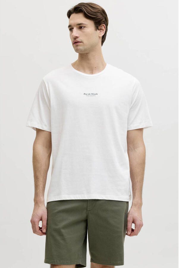 JJ REBEL relaxed T-shirt met backprint wit