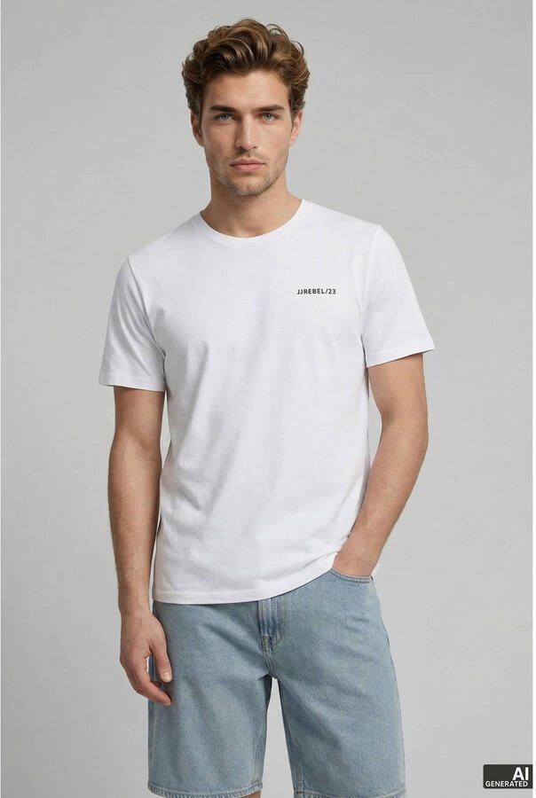JJ REBEL relaxed T-shirt met backprint wit