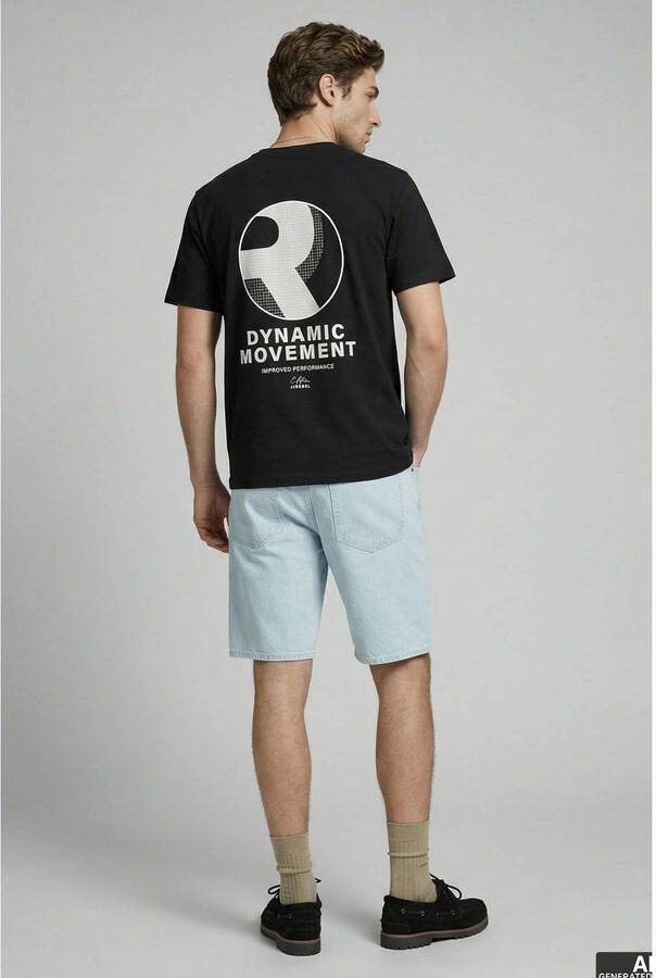 JJ REBEL relaxed T-shirt met backprint zwart - Foto 3