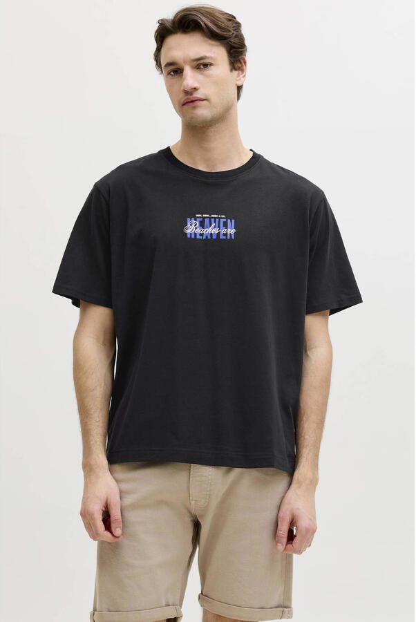 JJ REBEL relaxed T-shirt met backprint zwart