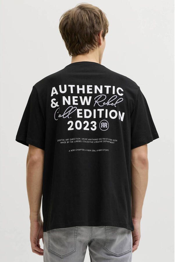 JJ REBEL relaxed T-shirt met backprint zwart - Foto 3