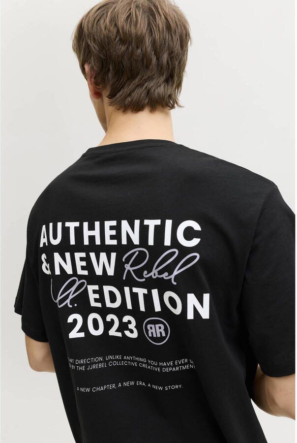 JJ REBEL relaxed T-shirt met backprint zwart - Foto 2