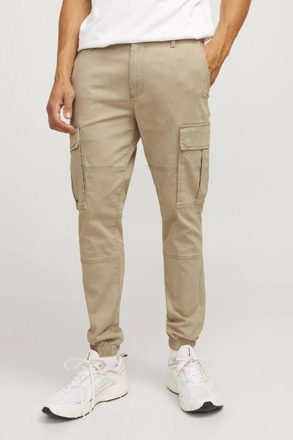 JJ REBEL slim fit cargo broek JREBMICHAEL beige