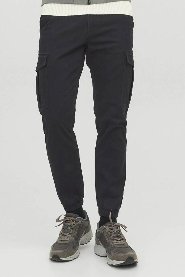 JJ REBEL slim fit cargo broek JREBMICHAEL zwart