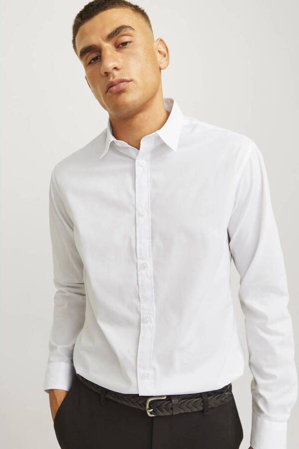 JJ REBEL slim fit overhemd JREBGAVIN wit