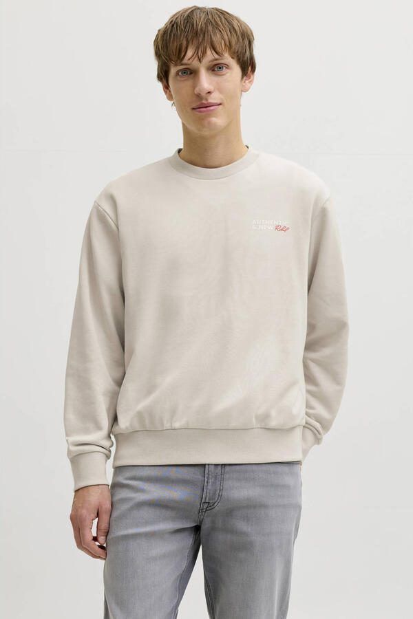 JJ REBEL sweater met backprint beige