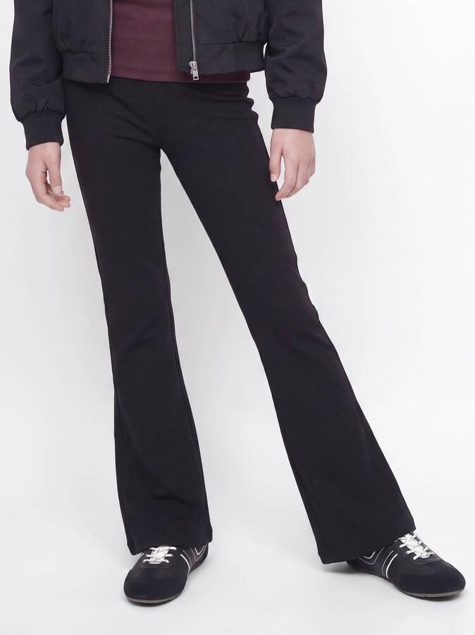 JJXX GIRL flared broek met glitters zwart Meisjes Polyester Effen