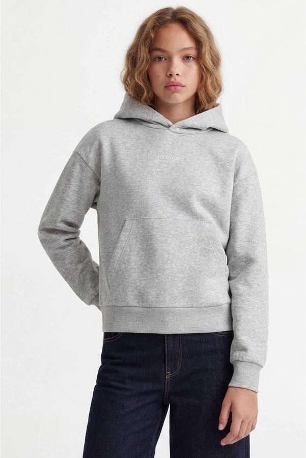 JJXX GIRL hoodie met tekst grijs