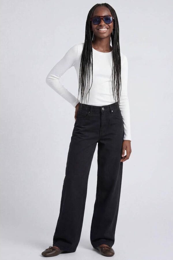 JJXX GIRL JXFUJI barrel jeans zwart Meisjes Denim Effen
