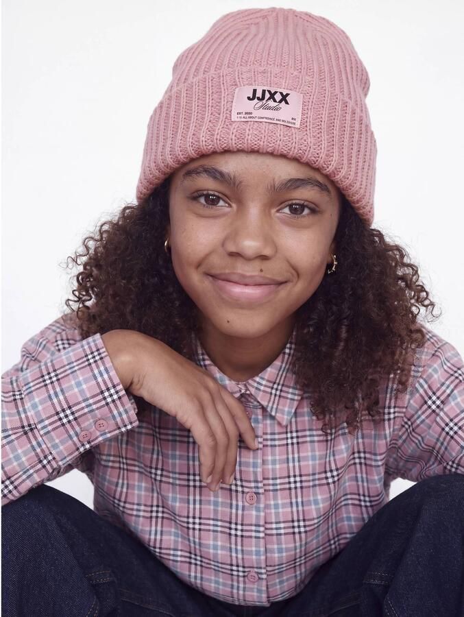 JJXX GIRL JXOTHELIA gebreide muts met logo roze Meisjes Acryl Logo maat M L - Foto 2