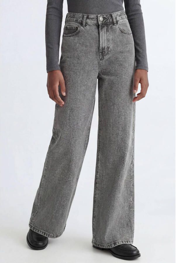 JJXX GIRL JXTOKYO wide leg jeans grijs Meisjes Denim Effen