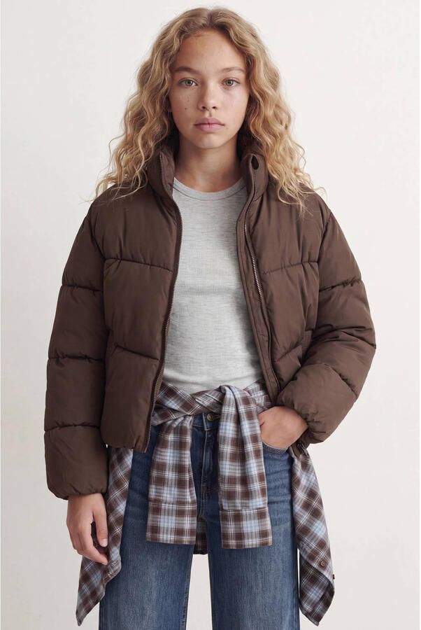 JJXX GIRL pufferjas donkerbruin