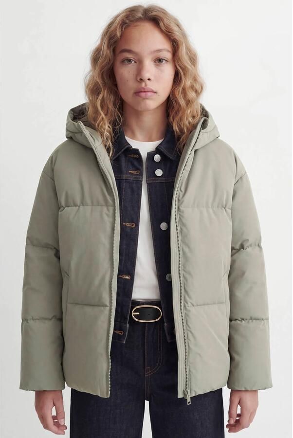 JJXX GIRL pufferjas grijsgroen