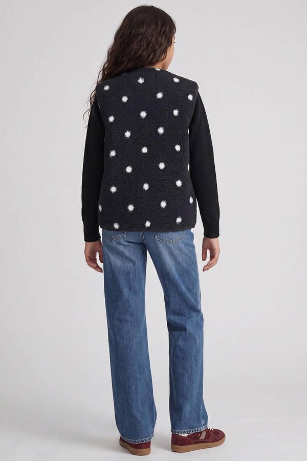 JJXX GIRL rechtvallend teddy gilet met stippen zwart Stip - Foto 2