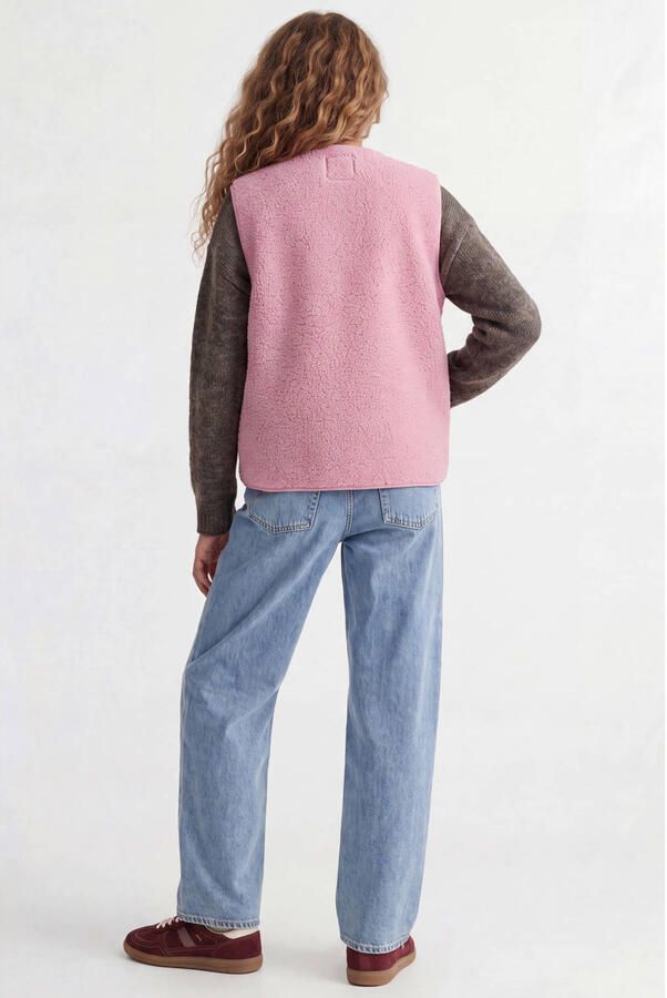 JJXX GIRL rechtvallend teddy gilet roze - Foto 3
