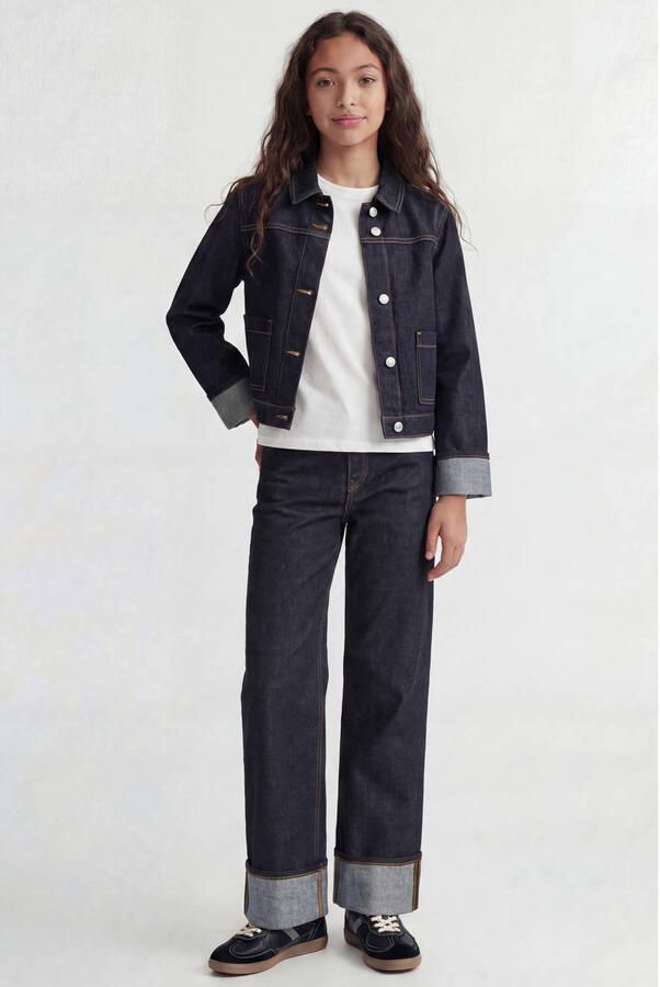 JJXX GIRL spijkerjas donkerblauw Meisjes Denim Widespread Effen - Foto 2