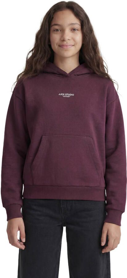 JJXX GIRL sweat hoodie met tekst donkerrood