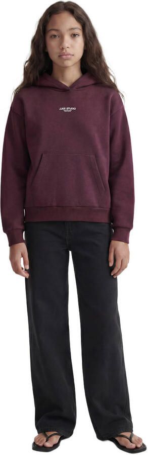 JJXX GIRL sweat hoodie met tekst donkerrood - Foto 2