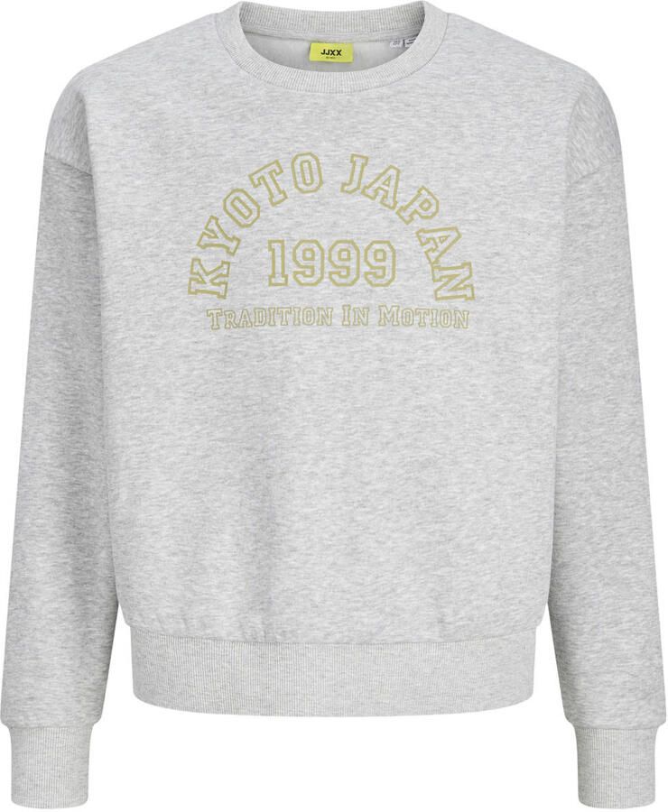 JJXX GIRL sweater met tekst grijs