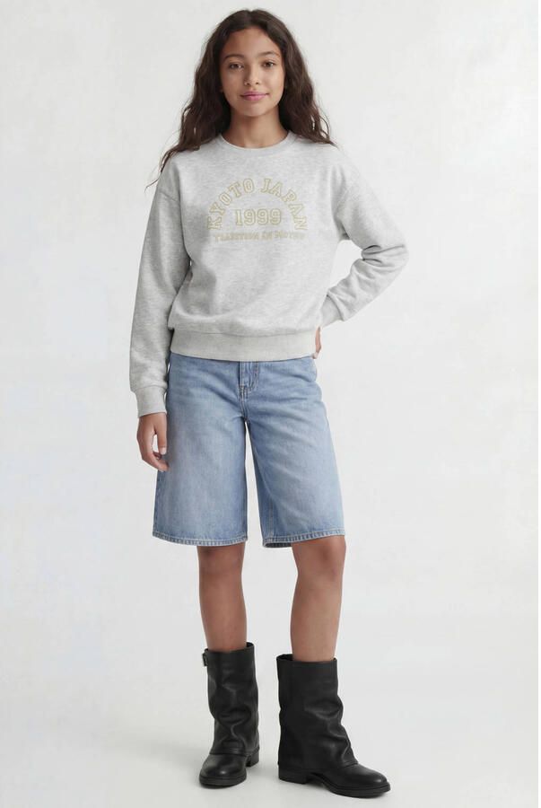 JJXX GIRL sweater met tekst grijs - Foto 2