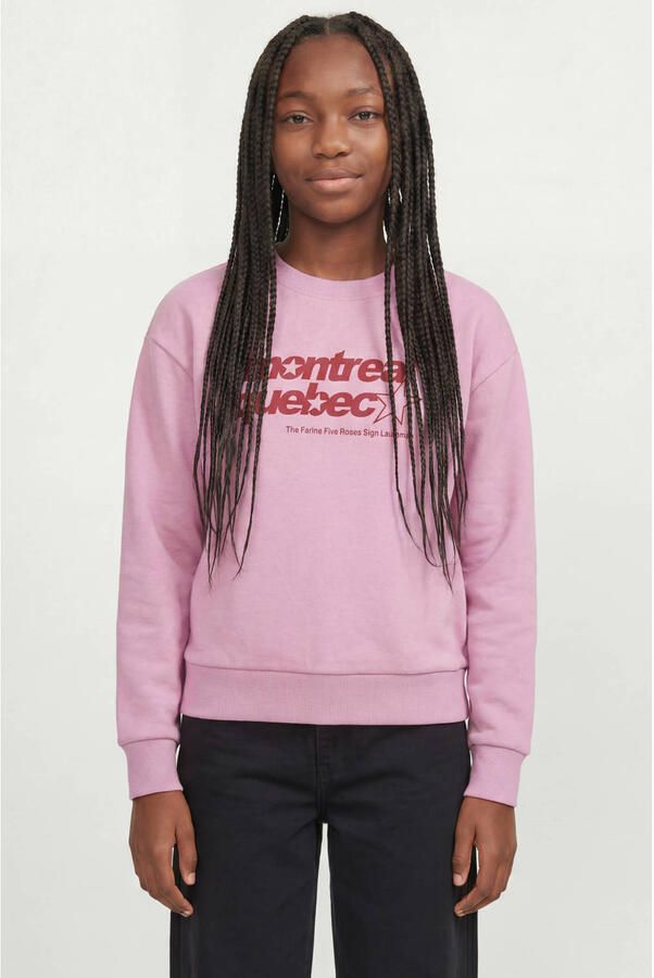JJXX GIRL sweater met tekst roze