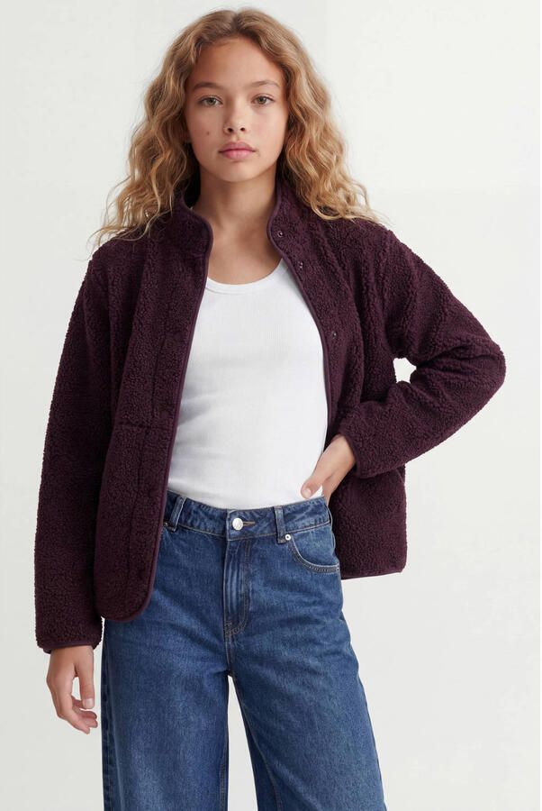 JJXX GIRL teddy jas donkerrood Effen | Jas van