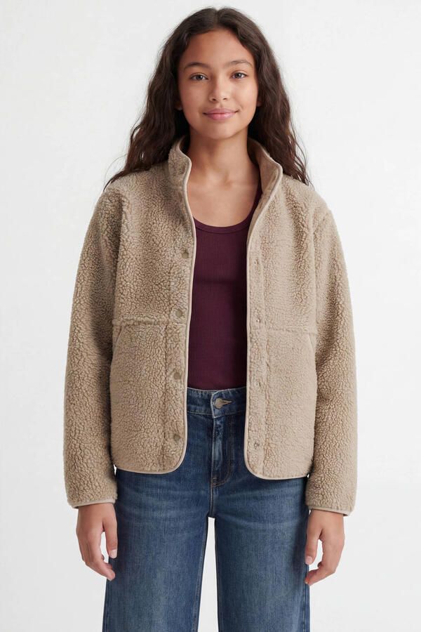 JJXX GIRL teddy jas zand Beige Effen | Jas van