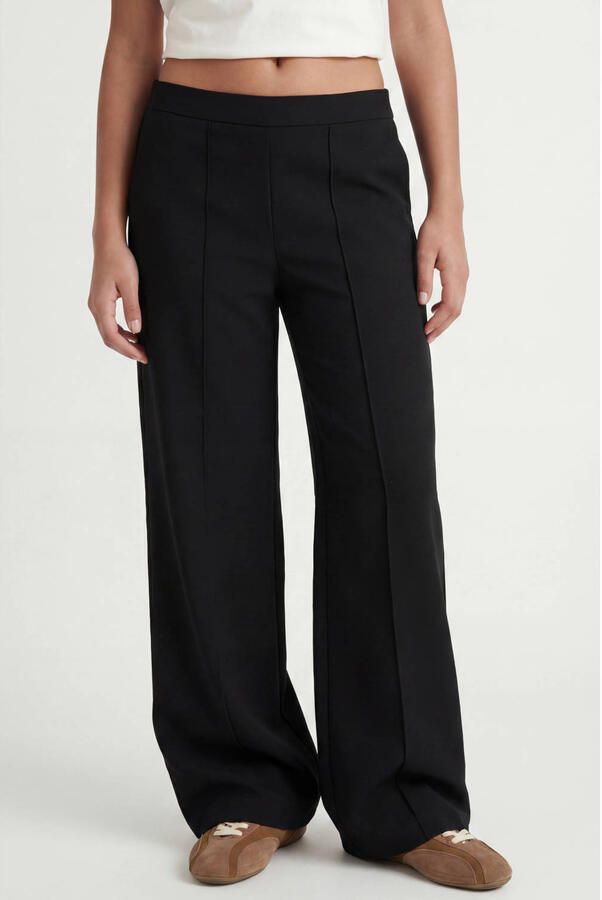 JJXX GIRL wide leg casual gebreide broek zwart
