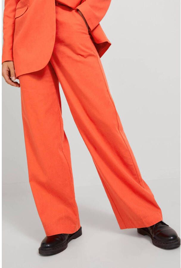 JJXX high waist wide leg pantalon JXMARY met linnen oranje