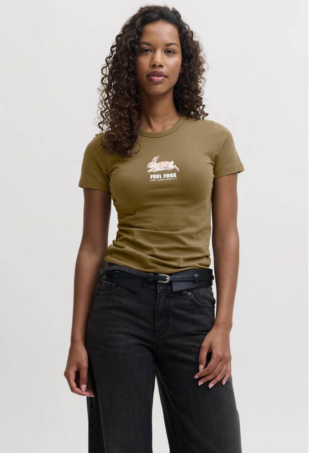 JJXX aansluitend T-shirt met print groen