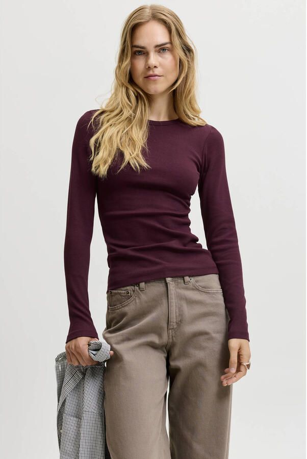 JJXX Shirt met lange mouwen in riblook model 'FREYA'