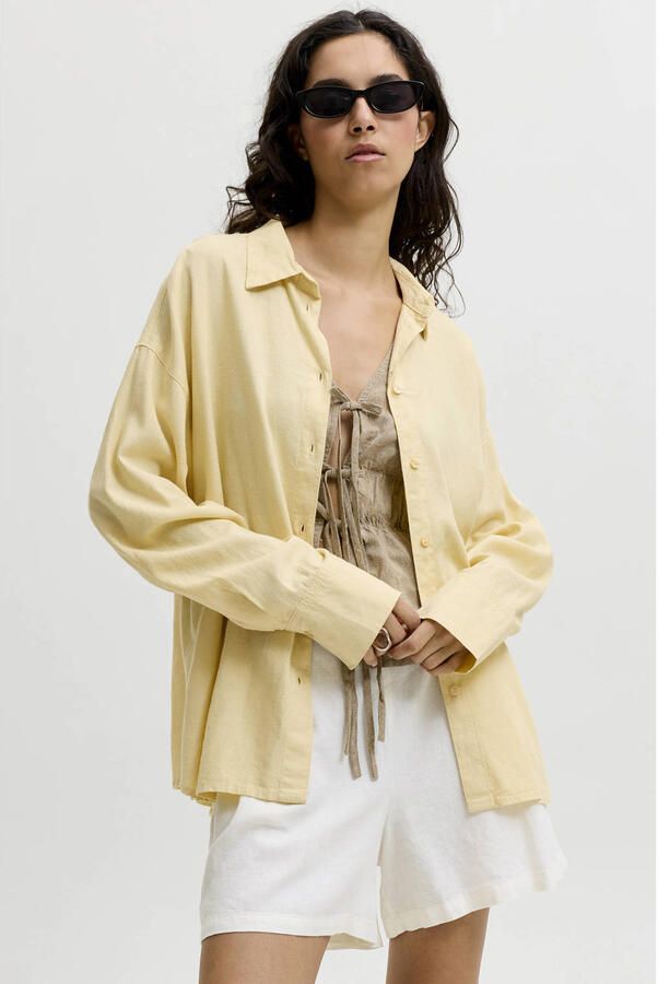JJXX Overhemdblouse met linnen en knoopsluiting model 'ALMIRA'
