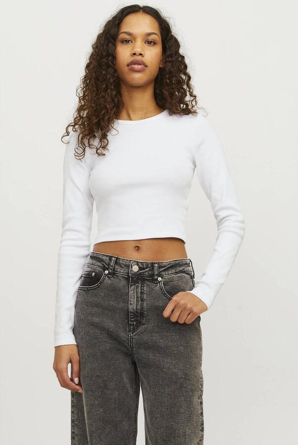 JJXX cropped ribgebreide longsleeve JXFELINE wit
