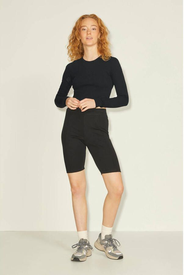 JJXX cropped ribgebreide longsleeve JXFELINE zwart