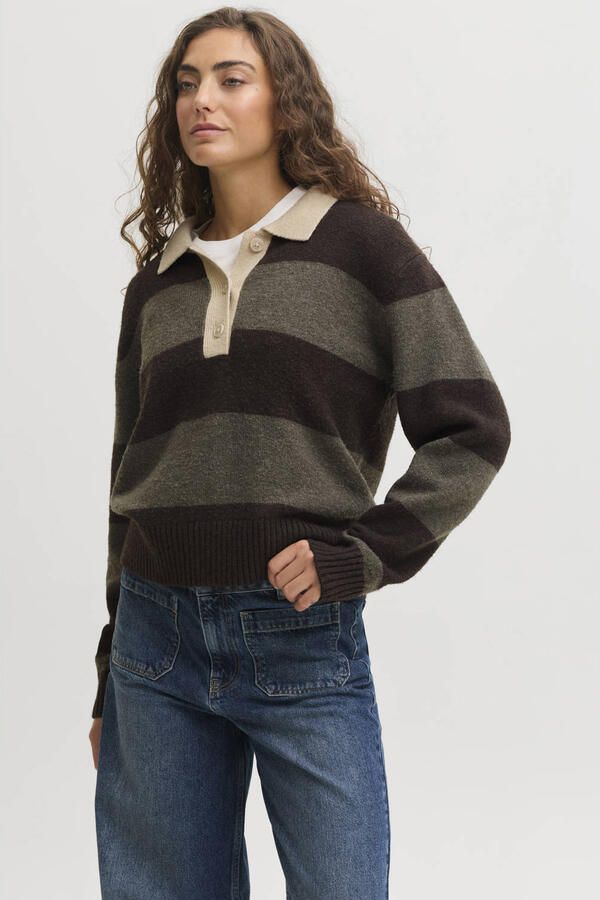 JJXX Gebreide pullover met polokraag model 'RUBY'