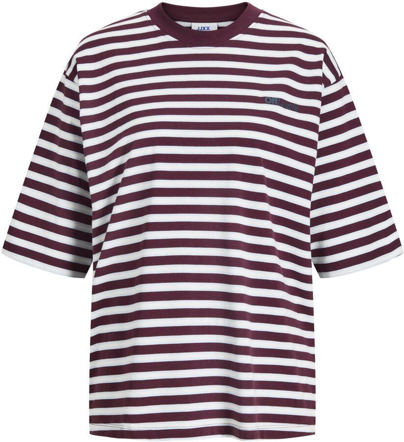 JJXX gestreept T-shirt donkerrood