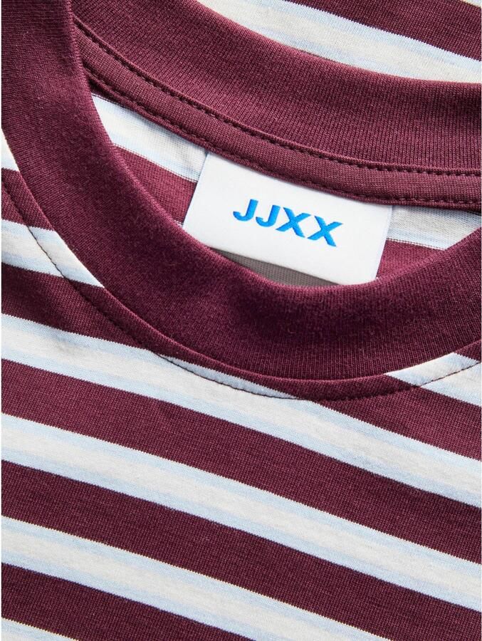 JJXX gestreept T-shirt donkerrood - Foto 2