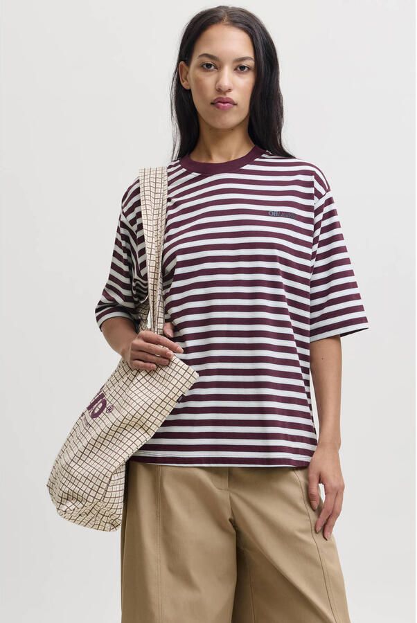 JJXX gestreept T-shirt donkerrood