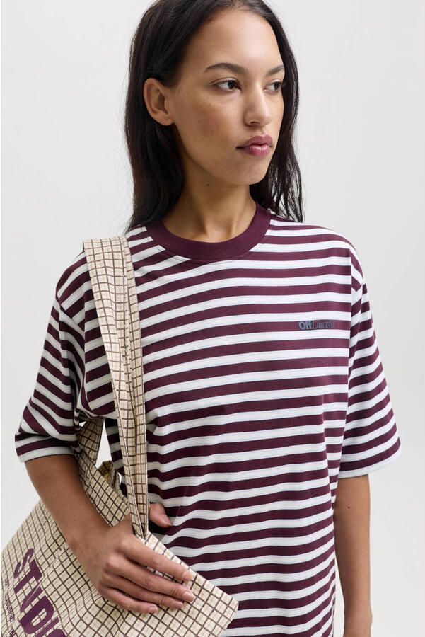 JJXX gestreept T-shirt donkerrood - Foto 3