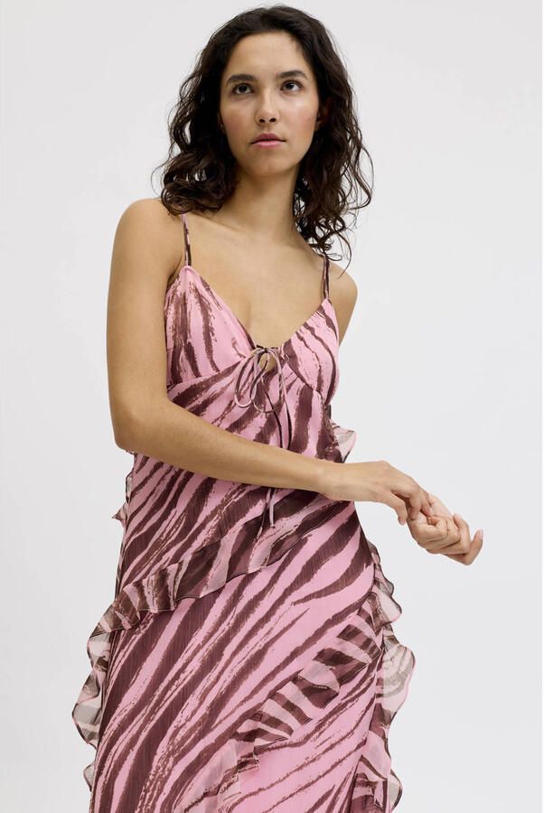 JJXX maxi jurk met zebraprint roze