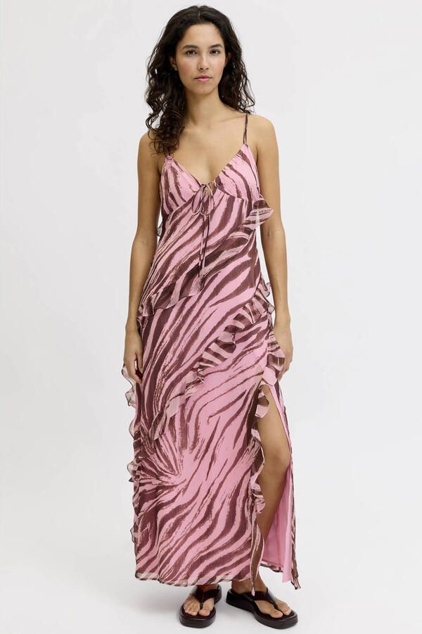 JJXX maxi jurk met zebraprint roze - Foto 2