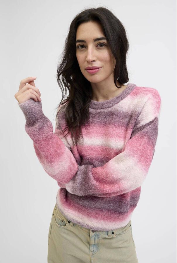 JJXX oversized gebreide gestreepte trui roze