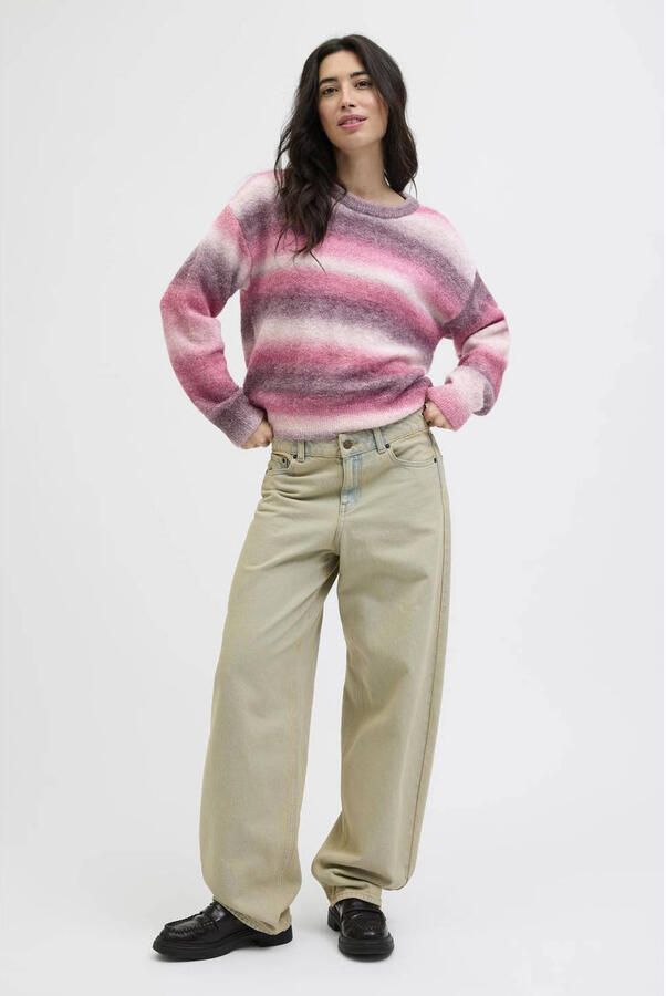 JJXX oversized gebreide gestreepte trui roze - Foto 2