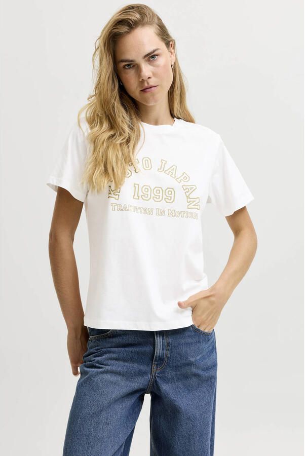 JJXX rechtvallend T-shirt met print ecru