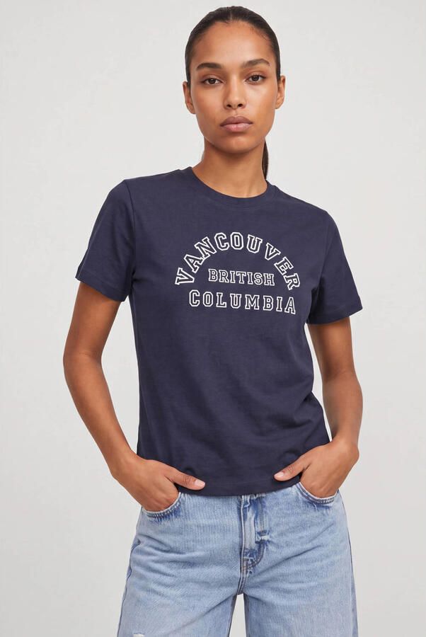 JJXX rechtvallend T-shirt met print marineblauw